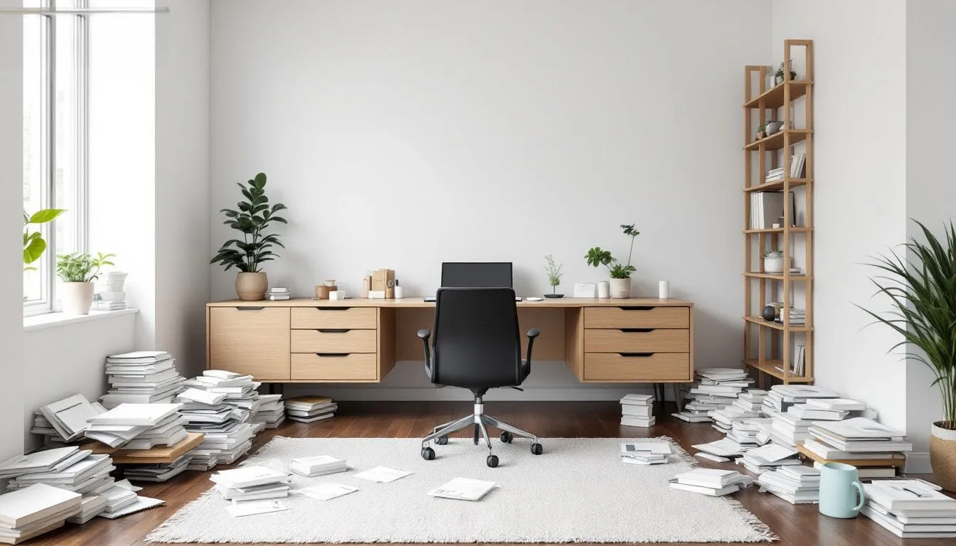 Office furniture being prepared for removal